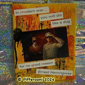 Original MODERN WAR Ernest Hemingway Poetry Painting